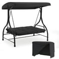 thumbnail image 1 of AECOJOY 3 Person Steel Outdoor Patio Canopy Adjustable Steel Porch Swing Chair with Cover, Black, 1 of 9