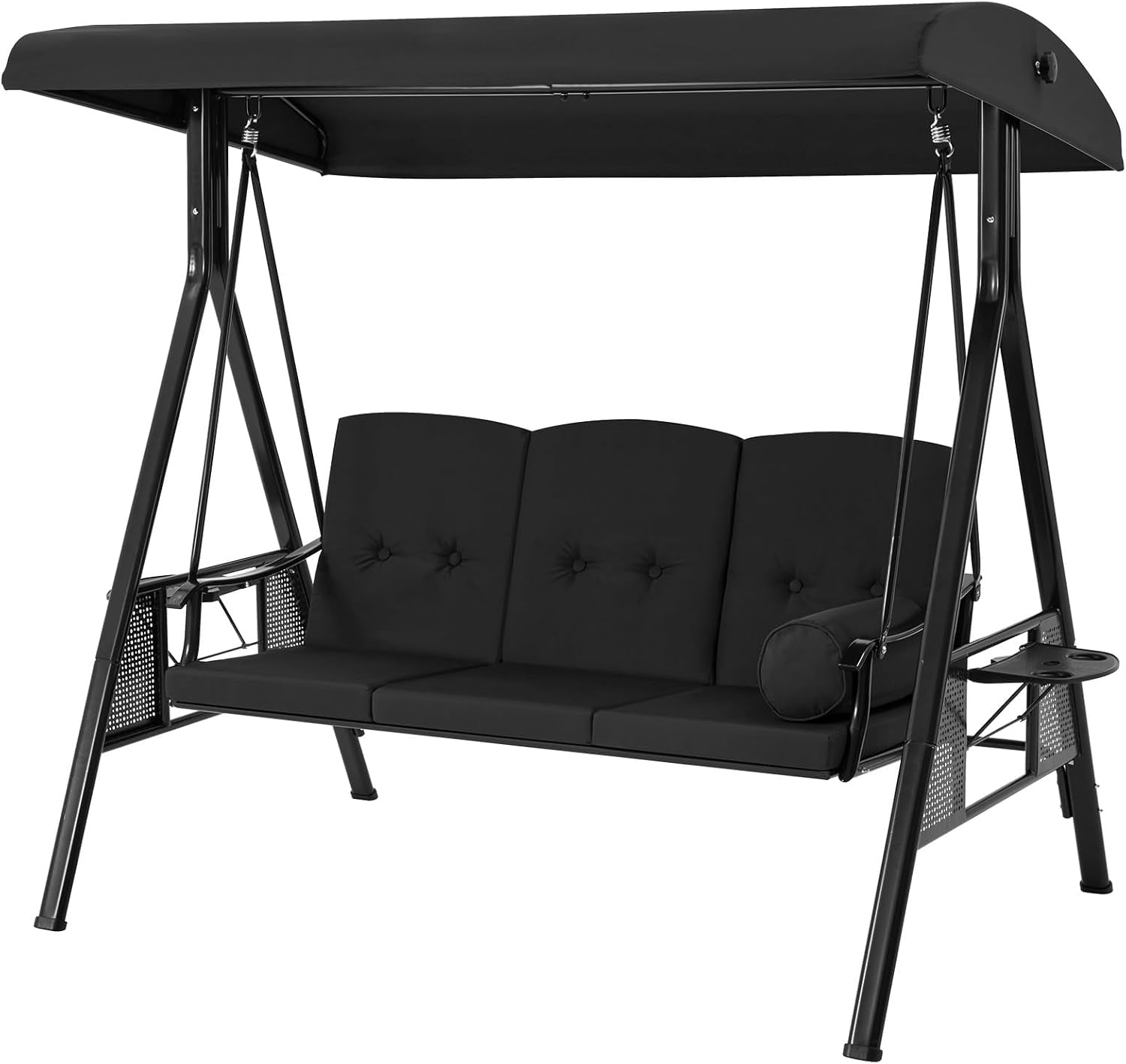 AECOJOY Steel Outdoor Patio Canopy Steel Porch Swing Chair, Black