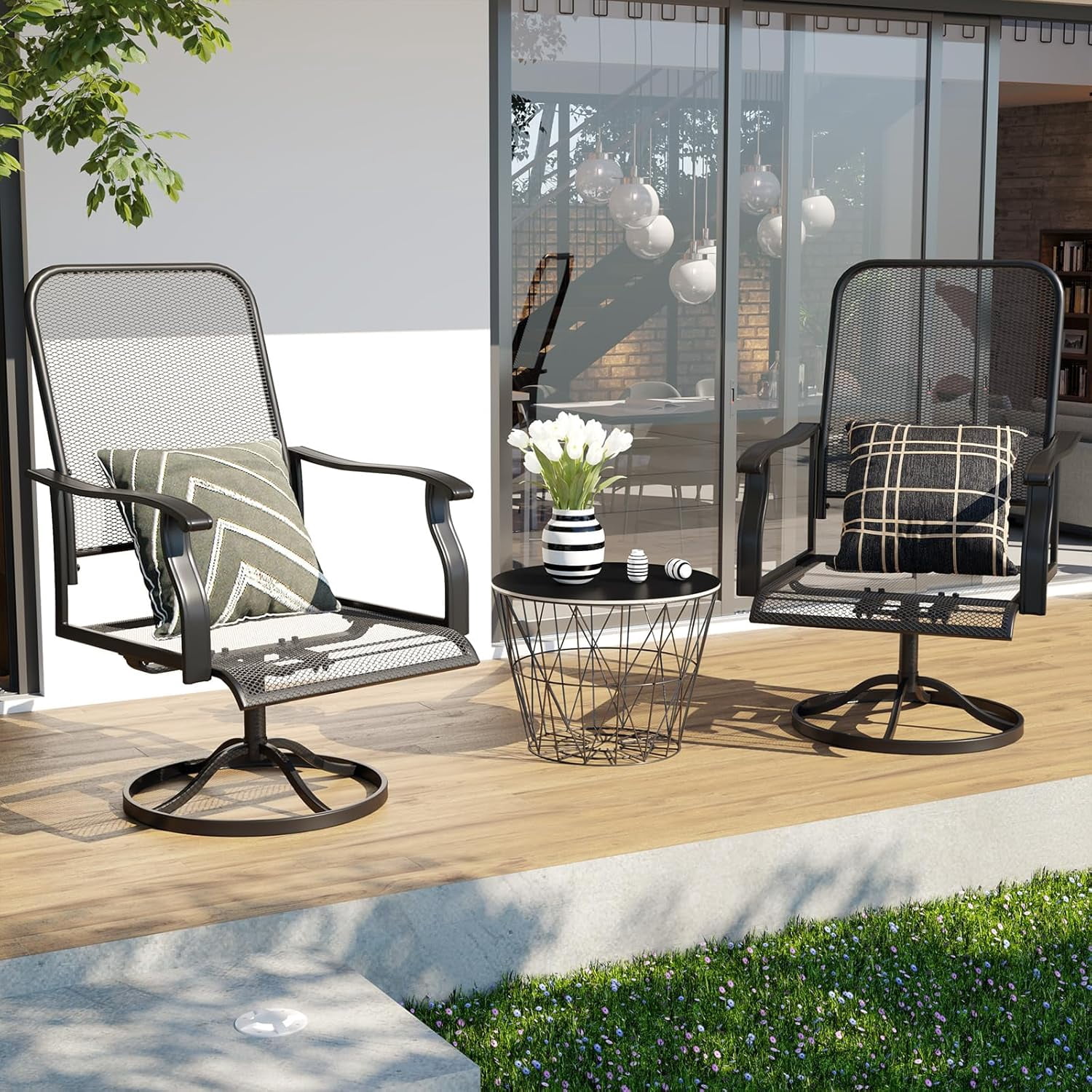 AECOJOY Swivel Chairs Set of 2 Patio Dining Rocker Chair Rocking Patio Furniture for Garden Backyard Bistro
