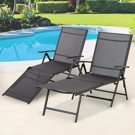 AECOJOY Textile Outdoor Chaise Lounge - Set of 2, Gray