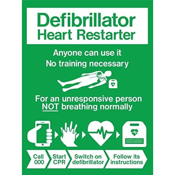 AED Defibrillator Instruction Sign Metal Tin Sign 8x12 Inches