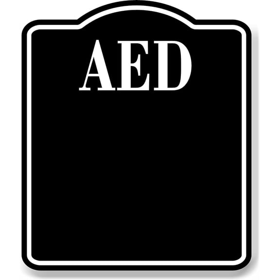 AED Elegant BLACK Aluminum Composite Sign, 8.5"x10"