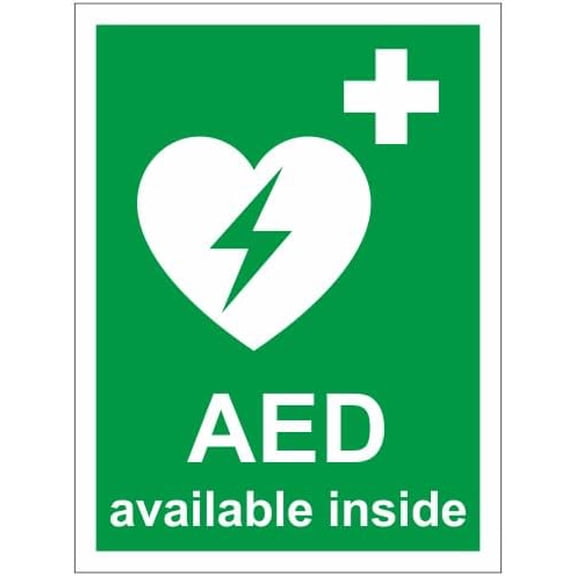 AED Emergency Defibrillator available inside sign Metal Sign 8x12 Inch for Security Use
