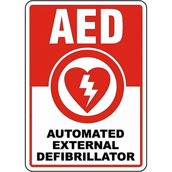 AED Fire Exit Emergency Vintage Sign - 8"x12" Metal Tin Warning Sign, Home Farm Bar Coffee Shop Club Wall Decor