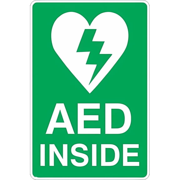 AED Inside Vintage Metal Decor Sign - 8"x12" Warning Sign, Home Farm Bar Coffee Shop Club Wall Decoration