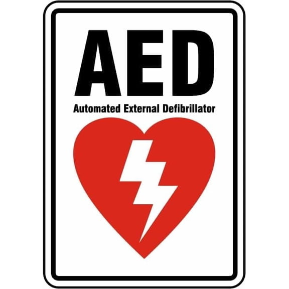 AED Sign 8x12 Inch Metal Safety Warning Notice Wall Decor