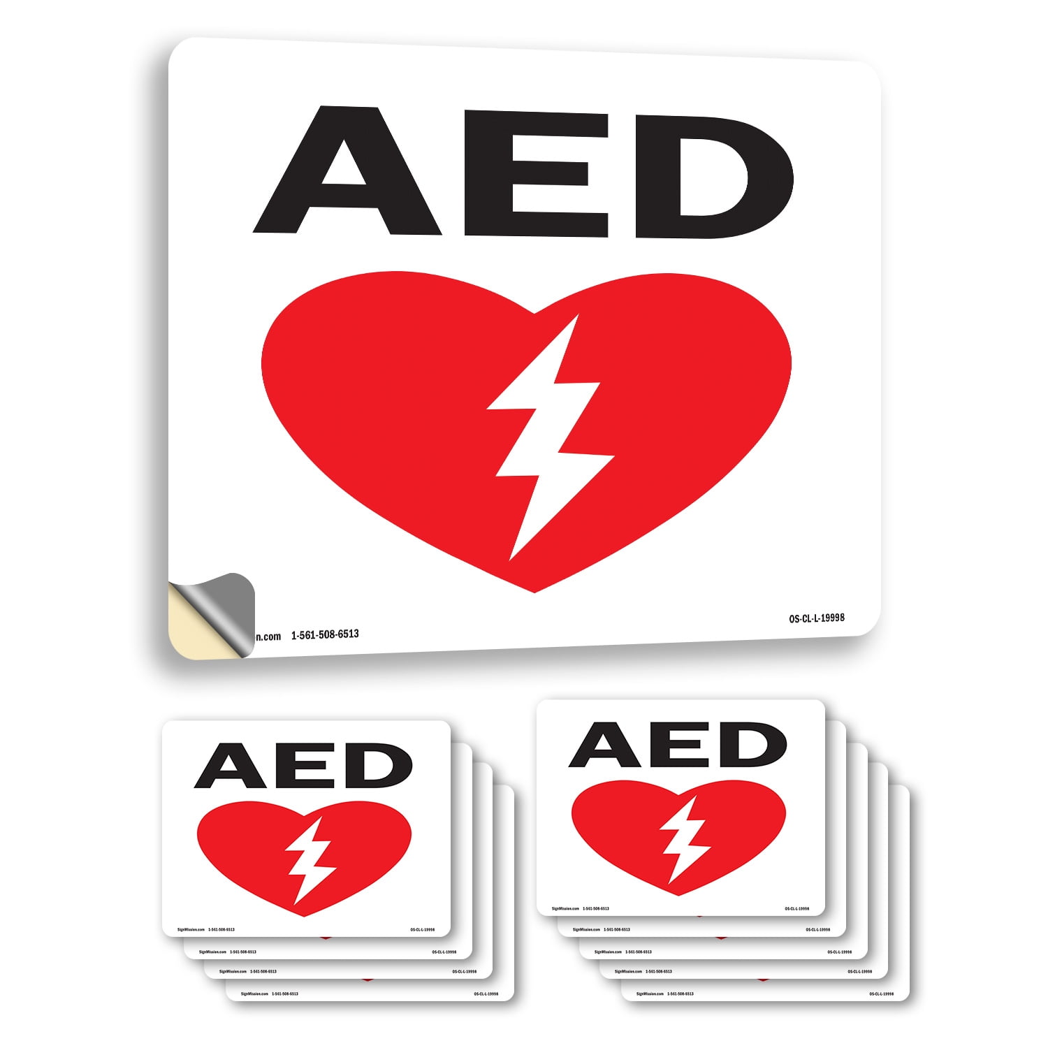 AED (with graphic) OSHA Vinyl Decal Label 14 Inch x 10 Inch - 10 Pack ...