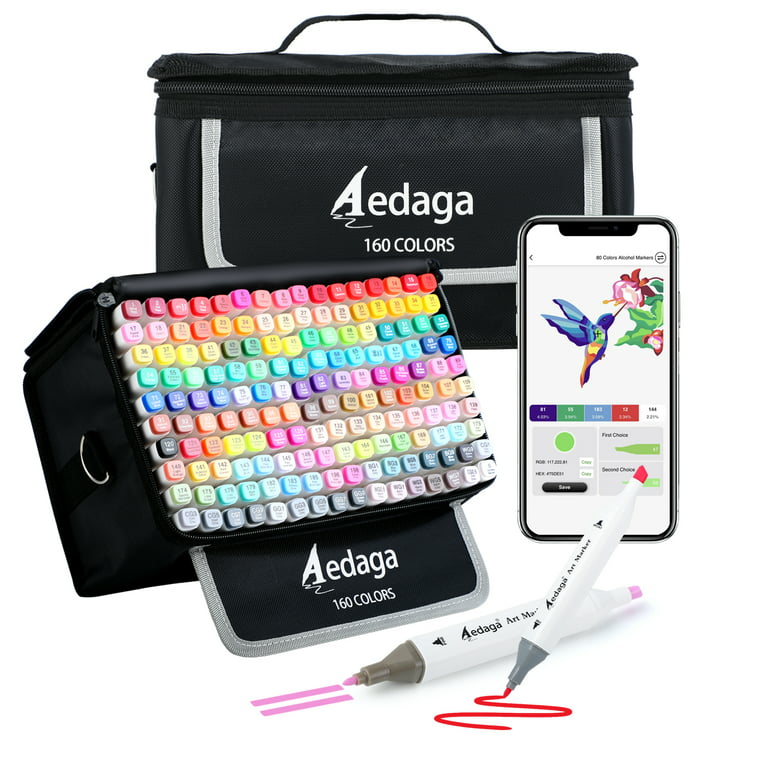 Alcohol-Based Marker Pen Kit w/ Brush & Chisel Tip, Carrying Case - 22 –  Best Choice Products