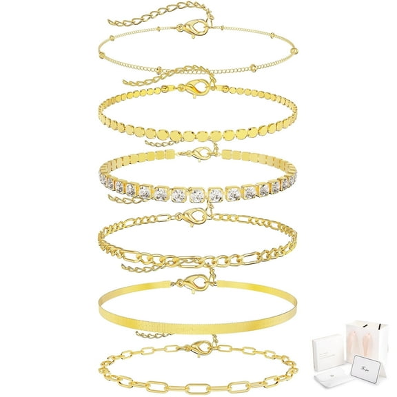 AEDAMURRA Bracelets for Women Gold Plated Dainty Trendy Stackable Retro Sets Gifts Jewelry