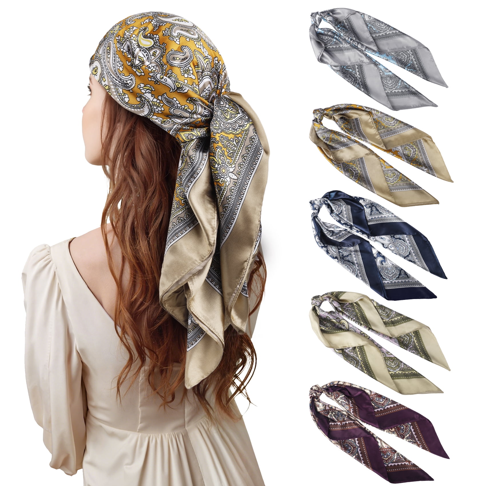 AEDAMURRA 5 Pcs Womens Head Scarves, Hair Scarf Bandanas for