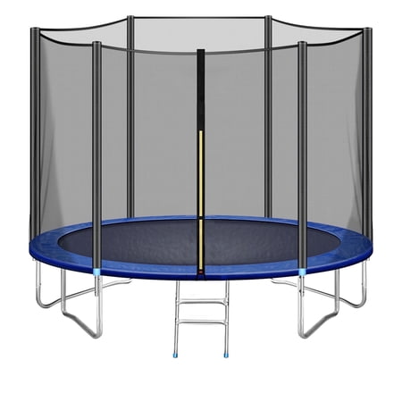 Trampoline, 10Ft Indoor Outdoor Trampoline with Enclosure Net, Ladder, Jumping Mat, Rust-Resistant Poles, Outdoor Backyard Trampoline for Kids, Adults, Toddlers