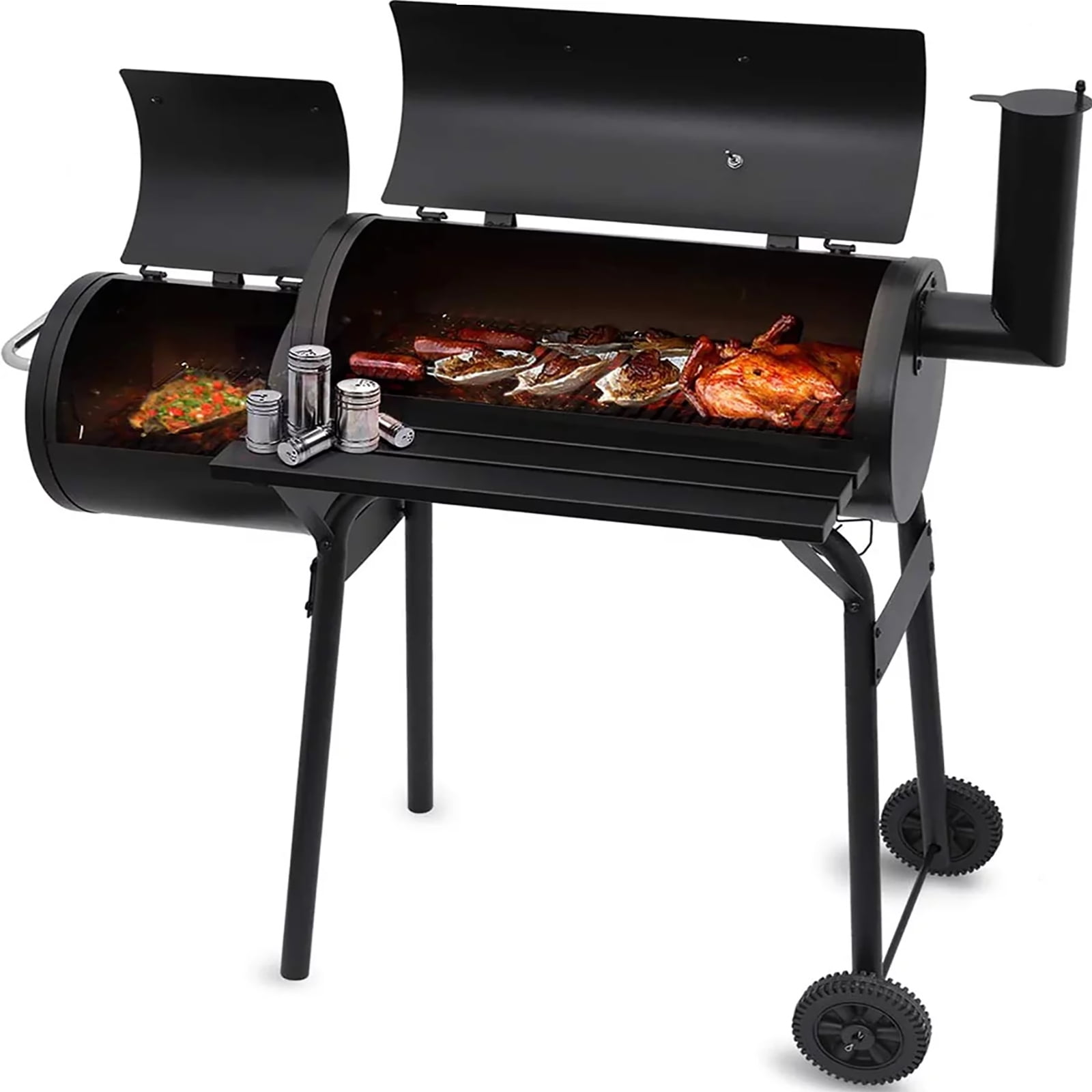 Aedilys 27 inch Charcoal Barrel Grill with Offset Smoker 689331704