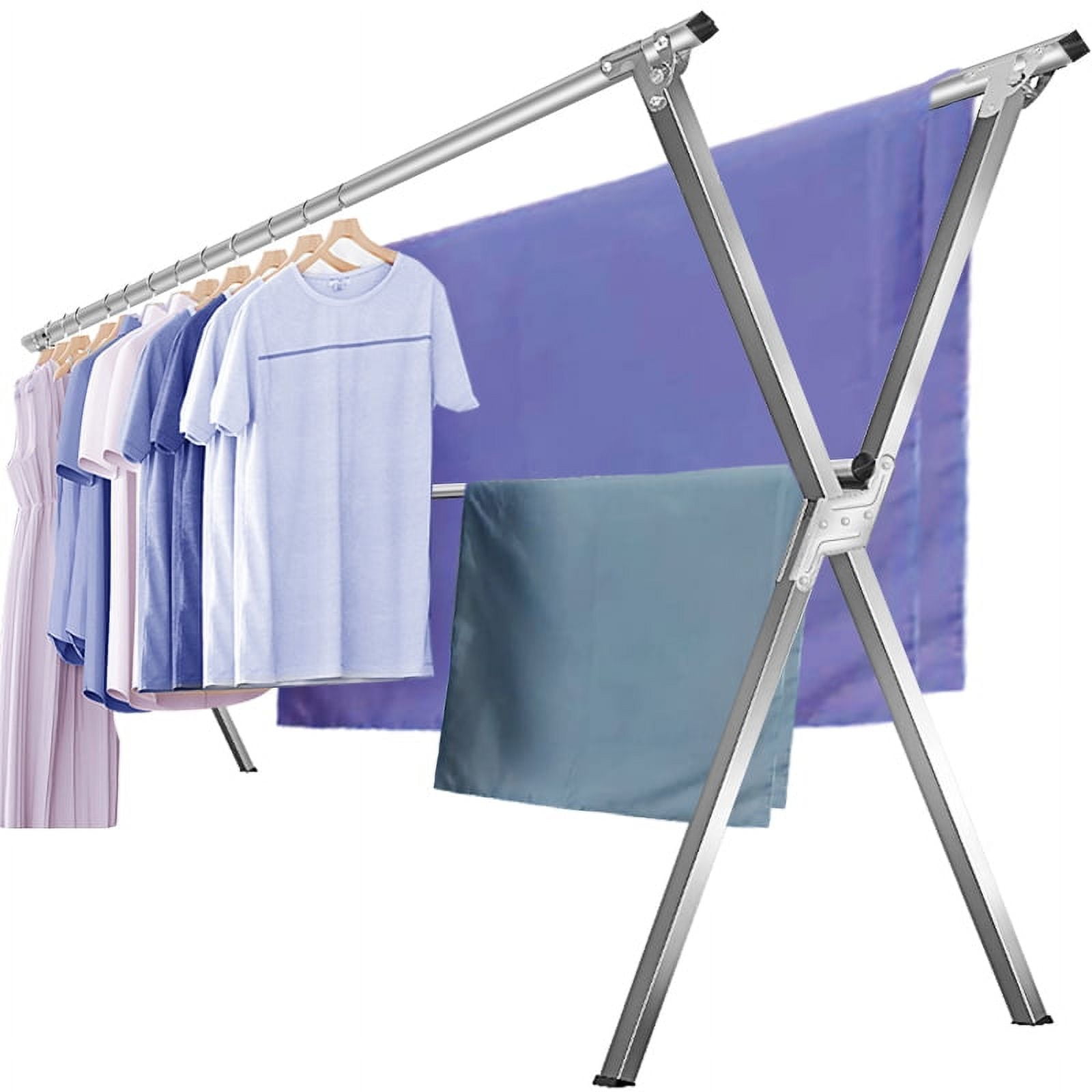 AEDILYS 59 inches Drying Rack Clothing, Stainless Steel Clothes Drying