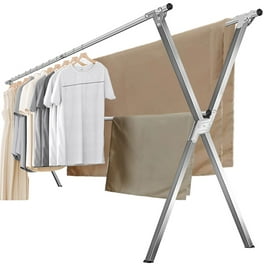 Iris USA Foldable Clothes Drying Rack with Extendable Rods for Large Laundry Loads