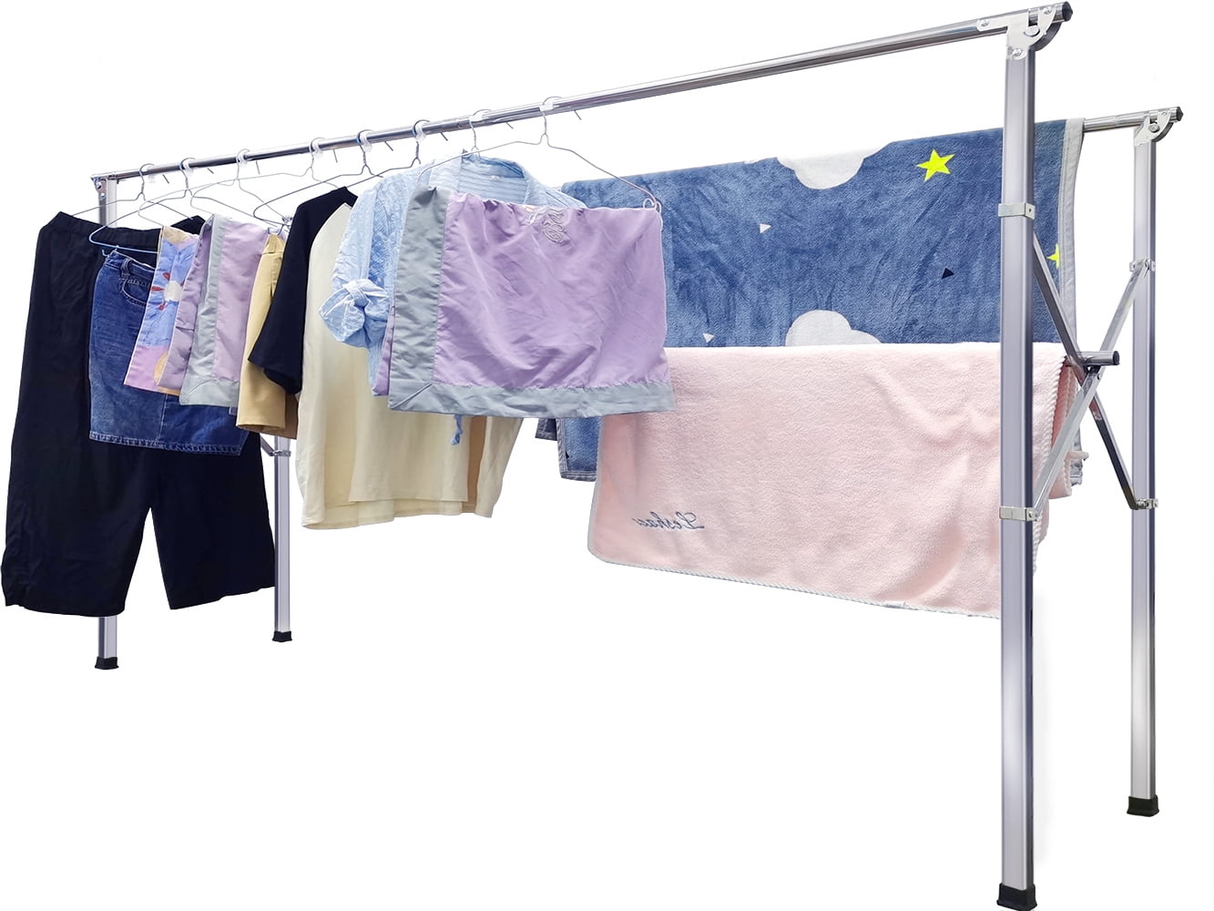 Folding Drying Rack Metal Stand Hanging Saving Space Multifunction Home  Laundry Clothes Towel Organizer