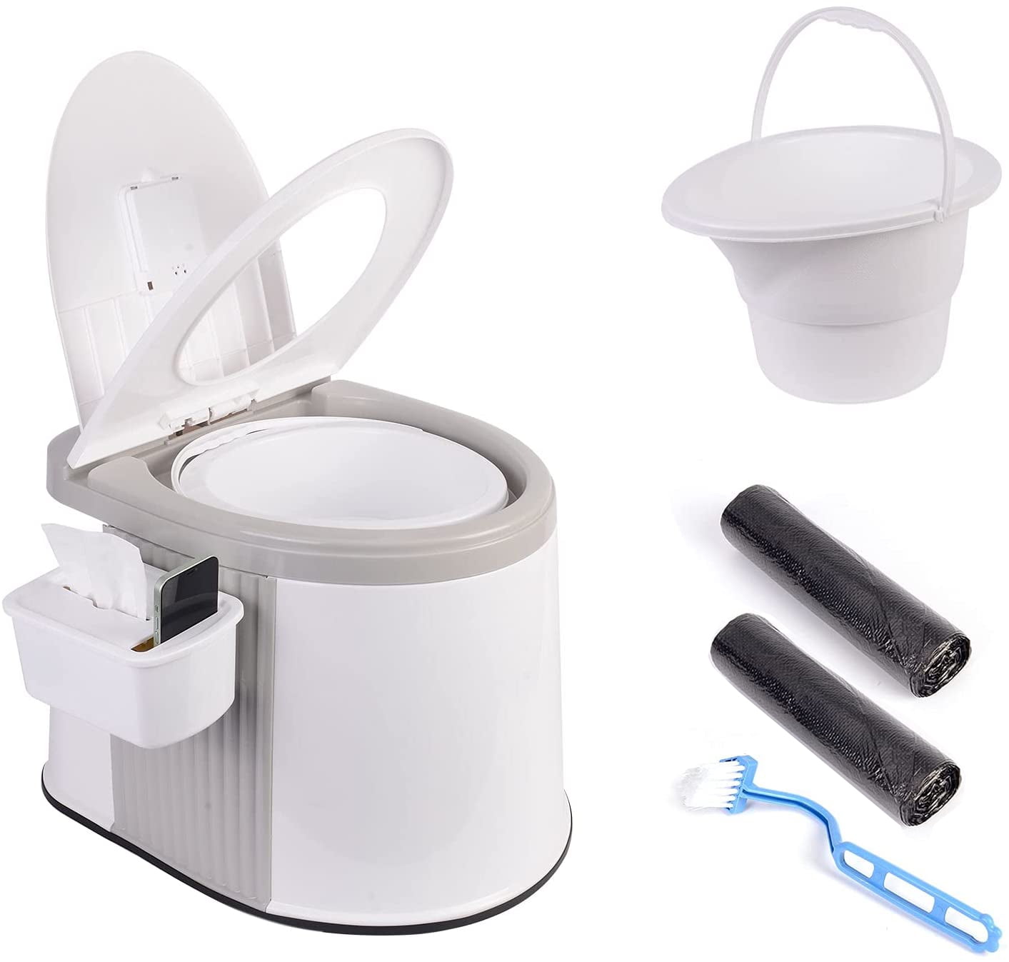 Camkey Portable Indoor & Outdoor Travel Toilet, 5.3 Gallon, White/Gray - Walmart.com