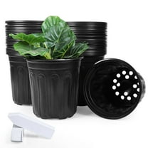AEED. 0.5 Gallon Nursery Pots, Black Plastic Plant Pots with Drainage Holes, Reusable Seed Starter Pots for Planting, 30 Pack (6.70" x 5.10" x 6.90")