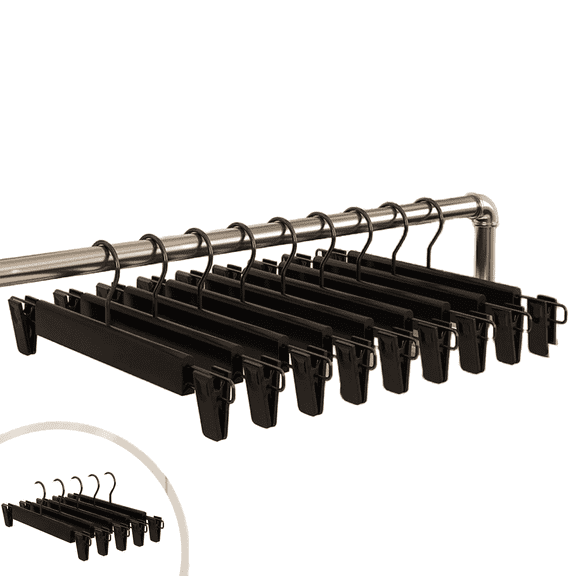 AEED.5 Pack Pants Hangers with Adjustable Non-Slip Clips, Anti-Rust Hanging Hook, Clothes Hangers Space Saving for Trouser, Skirts, Jeans