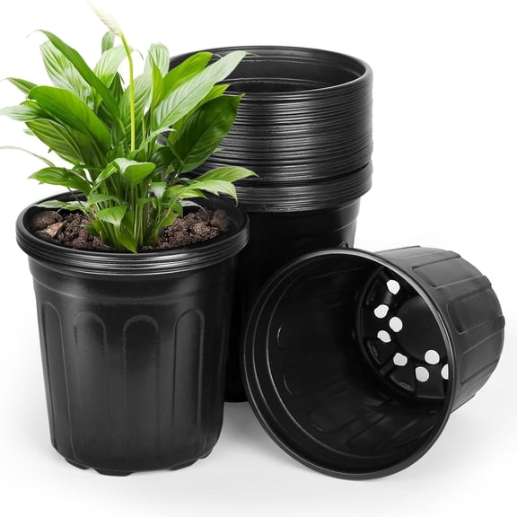 AEED 6.70" x 5.10" x 6.90" Plant Nursery Pots 20 Pack, Reusable Black Plastic Flower Pots for Seed Starting, Plant Transplanting, Seedlings, Trees, Vegetables 2 Gallon