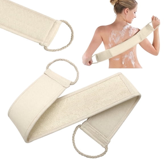 Dr.pedi Back Scrubber with Handle, Natural Loofah for Easy Back Exfoliating, Reusable and Biodegradable Sponge for Deep Cleansing in Shower