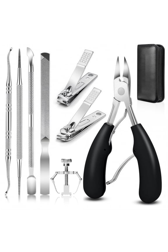 Stainless Steel Toenail Clipper Set, Pedicure Tool Kit for Tough & Thick Nails, Dead Skin Care, Home Grooming Essentials for Men and Women