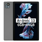AEEZO 10 inch Tablet Android 13 Tablets, Quad-Core Tablet PC, 6GB RAM, 64GB ROM, 128GB Expand, 5000mAh, 1280x800 HD Touch Screen, 5MP+8MP, Wifi, Dual Camera - Grey