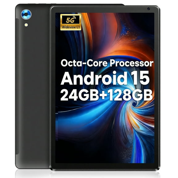 AEEZO 10inch Tablet Android 15 Tablet,Octa-core with 24GB+128GB Tablets, 5MP+8MP Camera,Widevine L1&NETFLIX Bluetooth 5.0 Tablet - Black