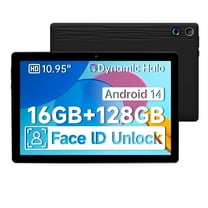 AEEZO Android 14 11inch Tablet , Octa-Core Processor,16GB RAM   128GB ROM,FHD IPS Display,Face Unlock 6800Amh,5 8 MP with Colorful Lights,Black