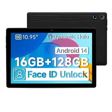 AEEZO Android 14 11inch Tablet , Octa-Core Processor,16GB RAM + 128GB ROM,FHD IPS Display,Face Unlock 6800Amh,5+8 MP with Colorful Lights,Black