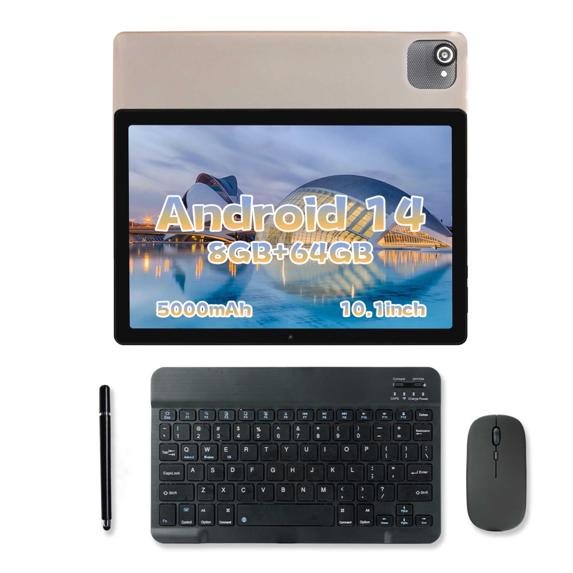 AEEZO Android 14 Tablet 10.1 inch Tablet,8GB+64GB ROM,WiFi 6,Bluetooth 5.0,5MP + 8MP White+Keyboard & Mouse Set Black AEEZO Android 14 Tablet 10.1 inch Tablet,8GB+64GB ROM,WiFi 6,Bluetooth 5.0,5MP + 8MP White+Keyboard & Mouse Set Black