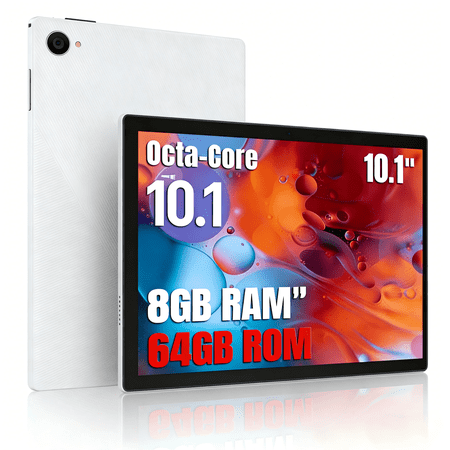 AEEZO Android 14 Tablet 10.1 inch Tablet, 8GB RAM + 64GB ROM +1TB Expandable, Octa-Core 2.0 GHz, WiFi 6, Bluetooth 5.0, Widevine L1, 5MP + 8MP, 5000mAh, White