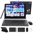 thumbnail interactive-video image 1 of AEEZO 10 Inch Tablet with Keyboard and Mouse Set, 24GB RAM 128GB ROM, WiFi 6 for Student & Office, Black, 1 of 11