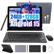 AEEZO 10 Inch Tablet with Keyboard and Mouse Set, 24GB RAM 128GB ROM, WiFi 6 for Student & Office, Gray