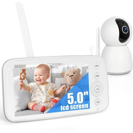 AEEZO Baby Monitor Camera, 5 inch HD Video Monitor 1080P Camera+ IR Night Vision, 30-Hour Battery, Two Way Audio and VOX Mode, Temperature Sensor and 8 Lullabies, Ideal Gifts
