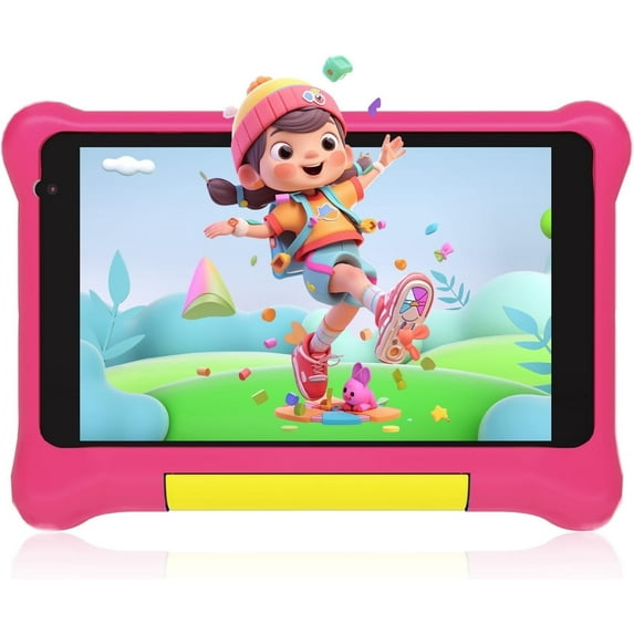 AEEZO Kids Tablet 7inch,5GB RAM 32GB ROM,128GB Expansion,Android 13 with Case, Wifi, Bluetooth, Parental Control Mode, Kidoz, Eye Protection, Google Services Learning Tablet (Pink)