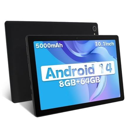 AEEZO Tablet 10 inch Android 14,Octa-Core Processor with 64GB Storage, Dual 5MP+8MP Camera, WiFi 6, Bluetooth,Long Battery Life, Performance Tablet (Black)