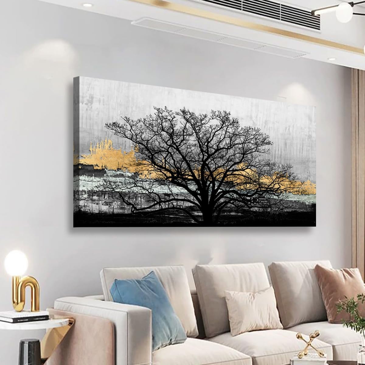 AEFER Abstract Canvas Wall art for Living Room Tree of Life Black and ...