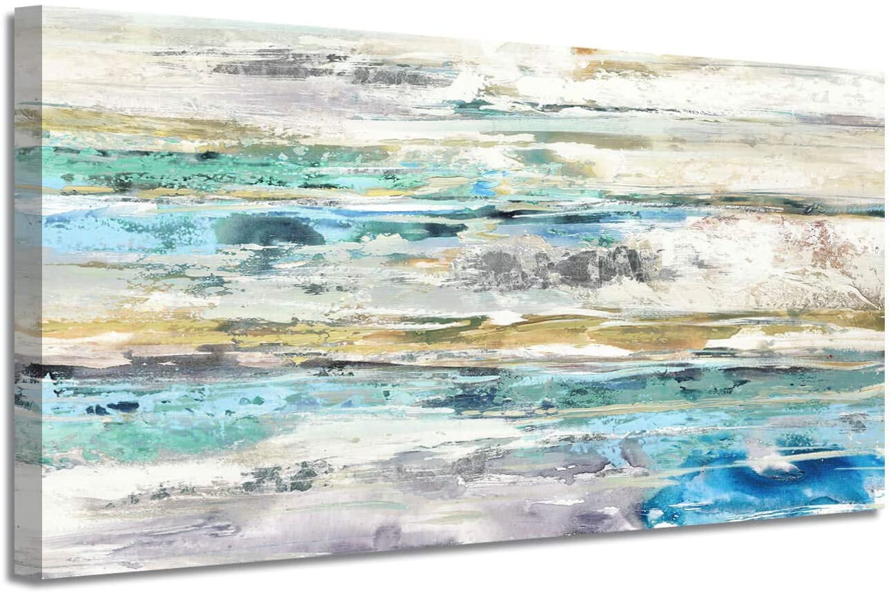 AEFER Abstract Modern Canvas Wall Art: Blue Artwork Heavy Textured ... - Heavy Texture Canvas Art