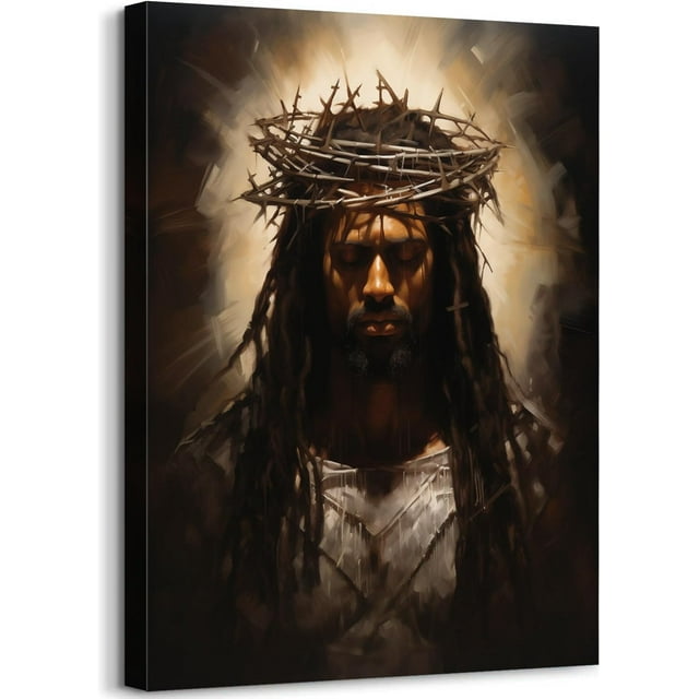 AEFER African American Black Jesus Wall Art,Christian Wall Decor,God