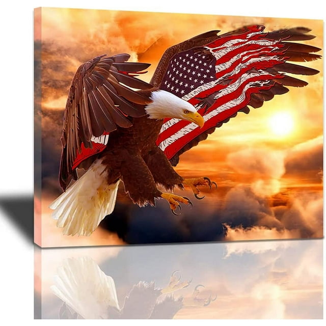 AEFER American Bald Eagle Wall Art Flying Eagle Canvas Prints Patriotic ...