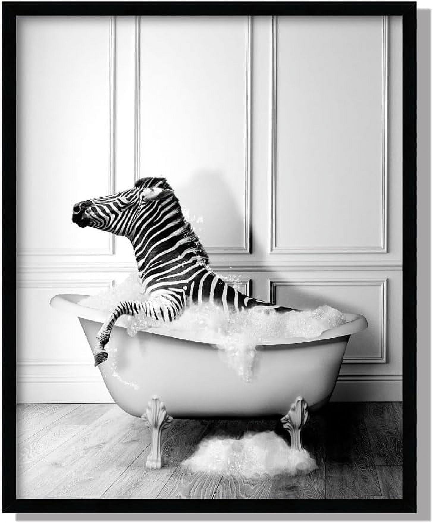 AEFER Bathroom Wall Art Decor Black and White Funny Animals Canvas ...
