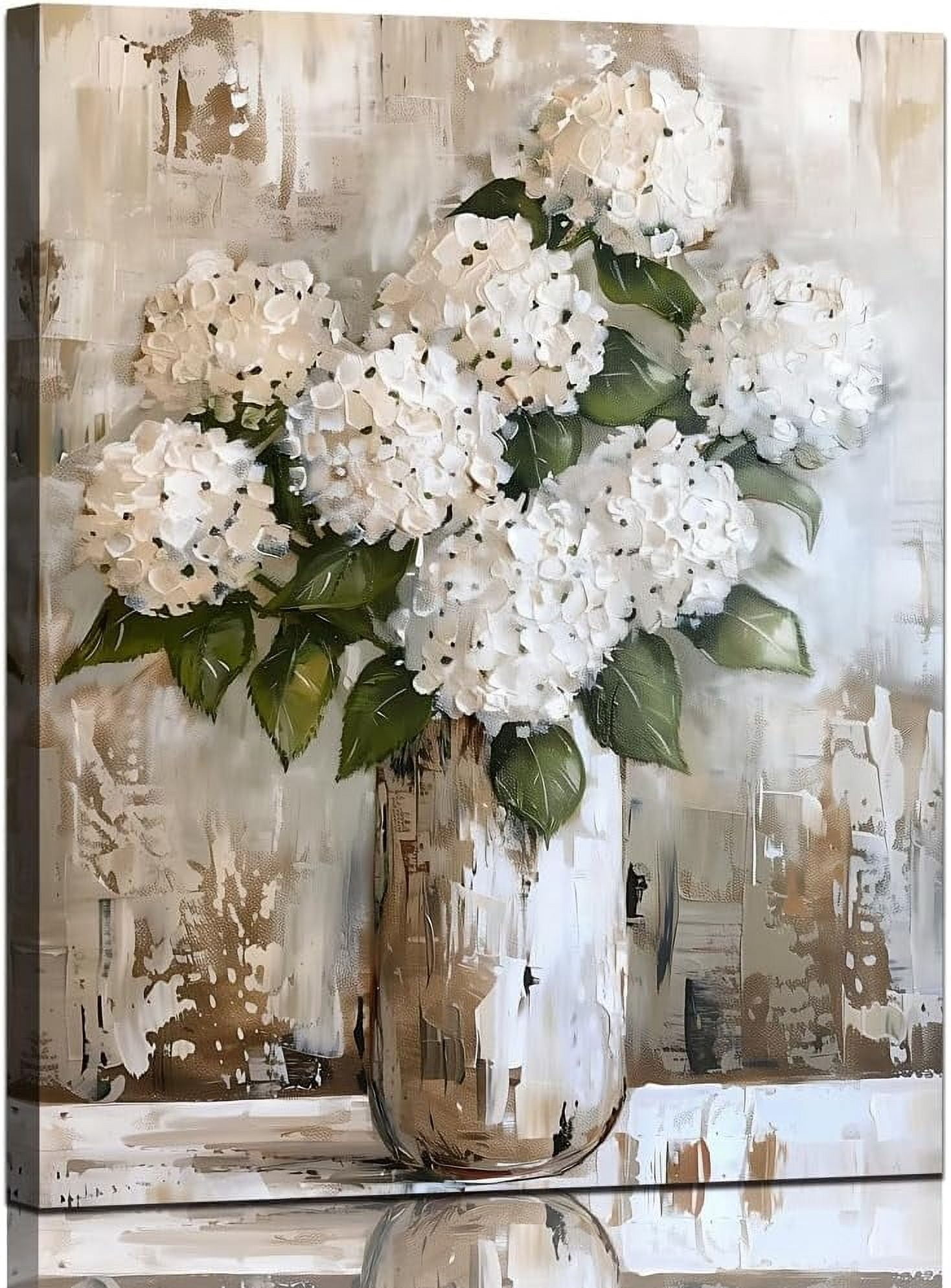 AEFER Bathroom Wall Art White Hydrangea Decor Flower Canvas Pictures ...