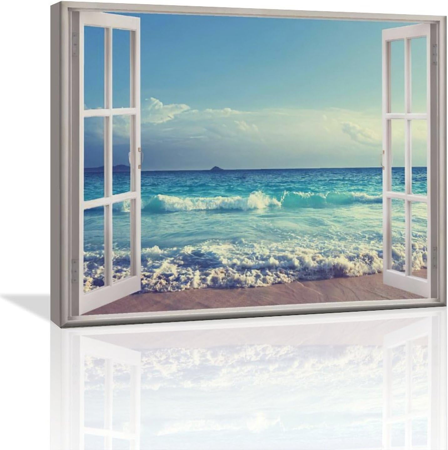 AEFER Beach Ocean Bathroom Wall Art Coastal Beach Pictures Wall Decor ...