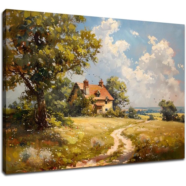 AEFER Bedroom Wall Art Vintage Countryside Canvas Painting Print Forest