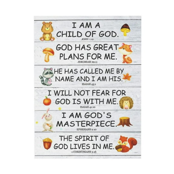AEFER Bible Verses Wall Art for Kids, I Am Child Of God Scripture Wall Art Canvas,Christian Religious Wall Art Gifts for Kids,For Kids Nursery/Classroom/Bedroom Wall Decor 12" x 15"