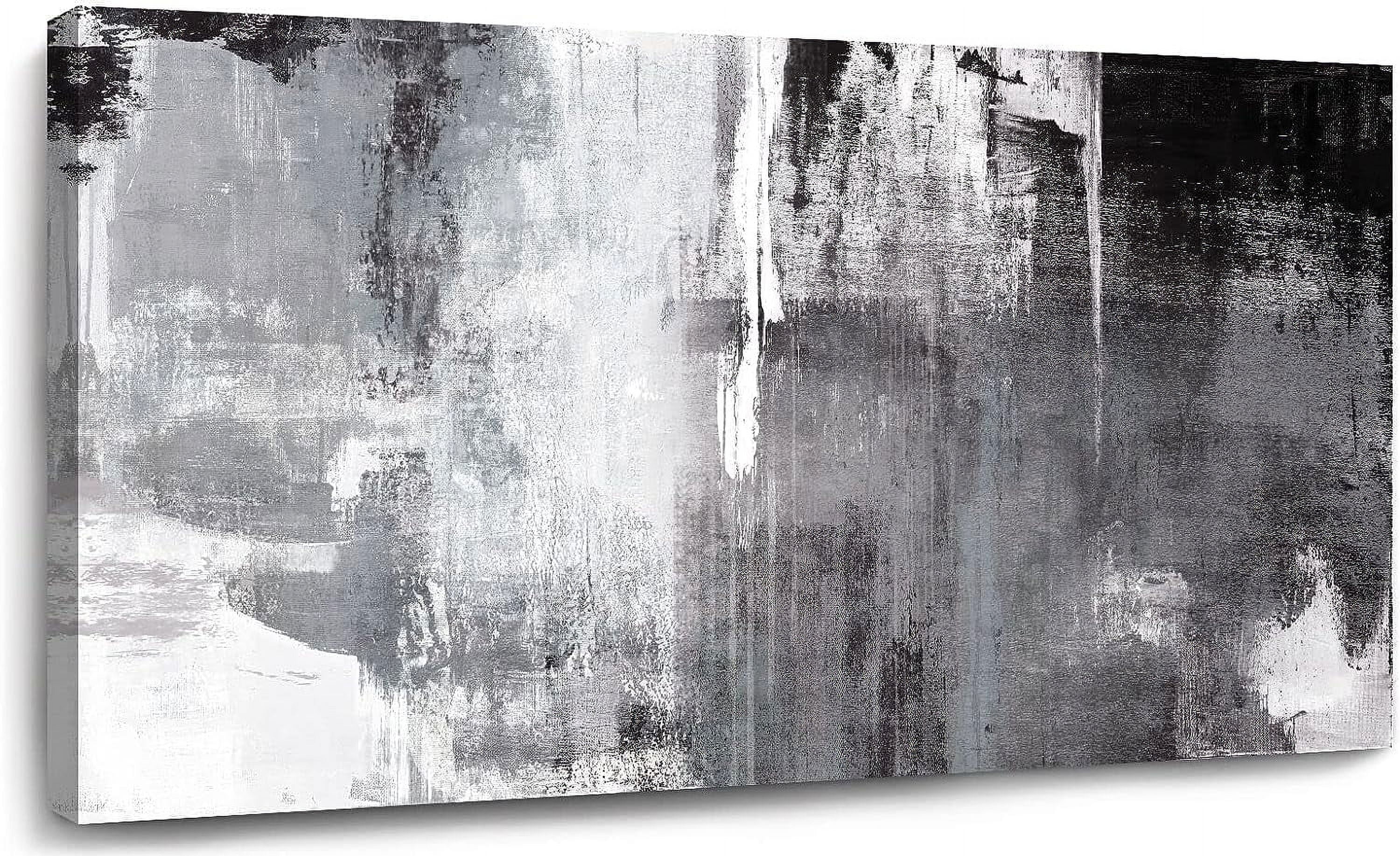 AEFER Black Abstract Wall Art Decor Grunge Room Decor Art Grey Canvas ...