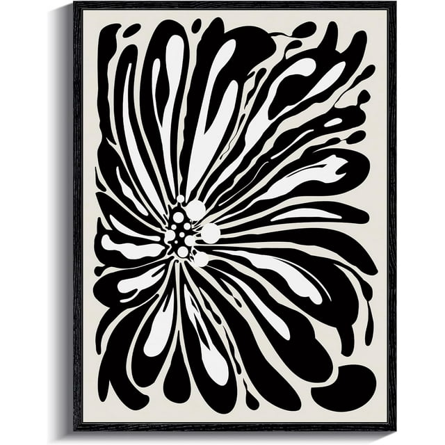 AEFER Black Unframed Canvas Wall Art, Abstract Modern Wall Art for