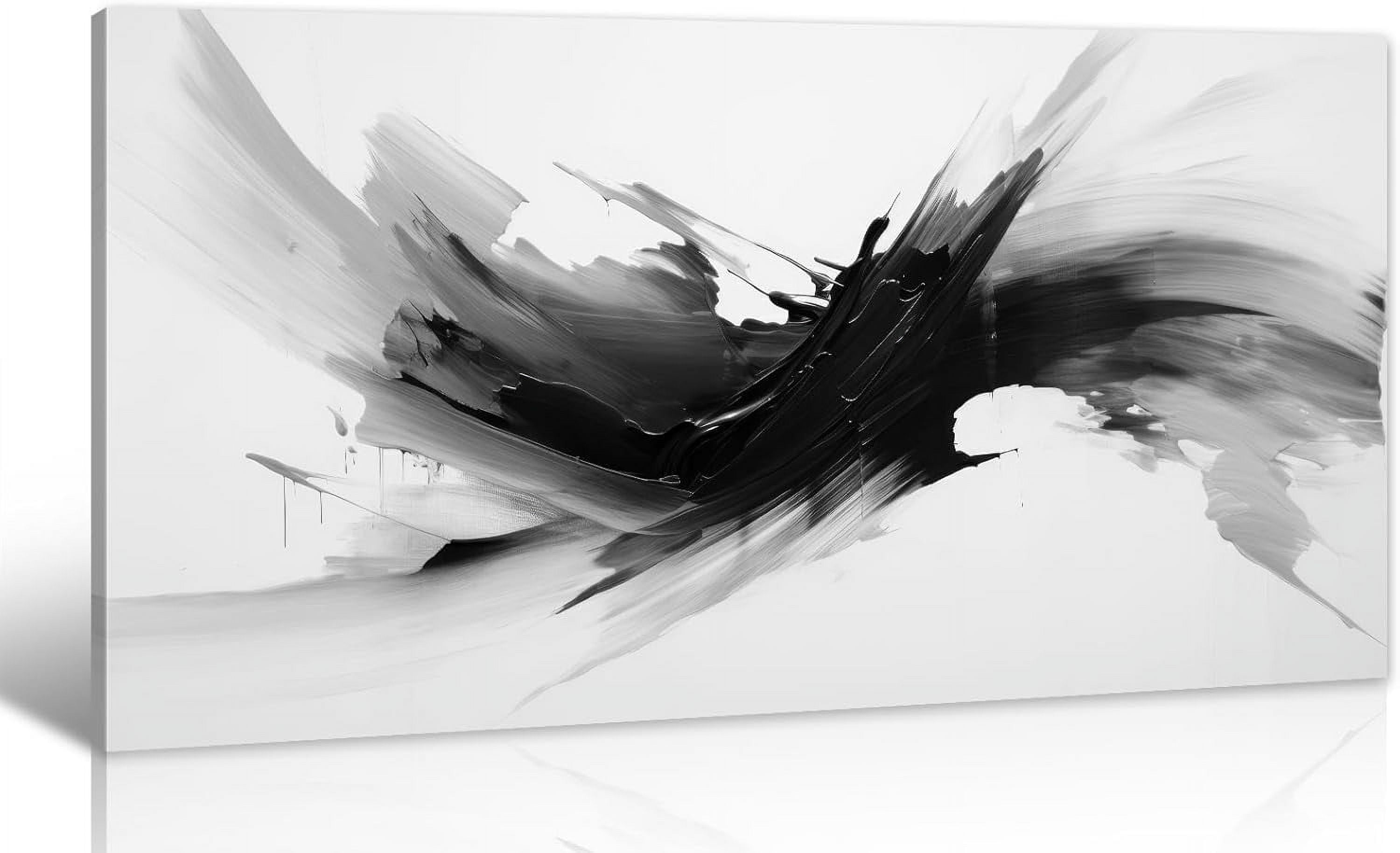 AEFER Black and White Abstract Canvas Wall Art - 20"x 40" Modern ...