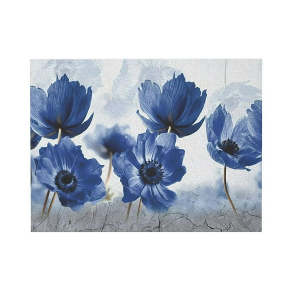 AEFER Blue Flower Wall Art Floral Pictures Wall Decor Large Canvas Prints Horizontal Unframed Artwork Paintings Home Office Decorations For Living Room Bedroom 24"x16"