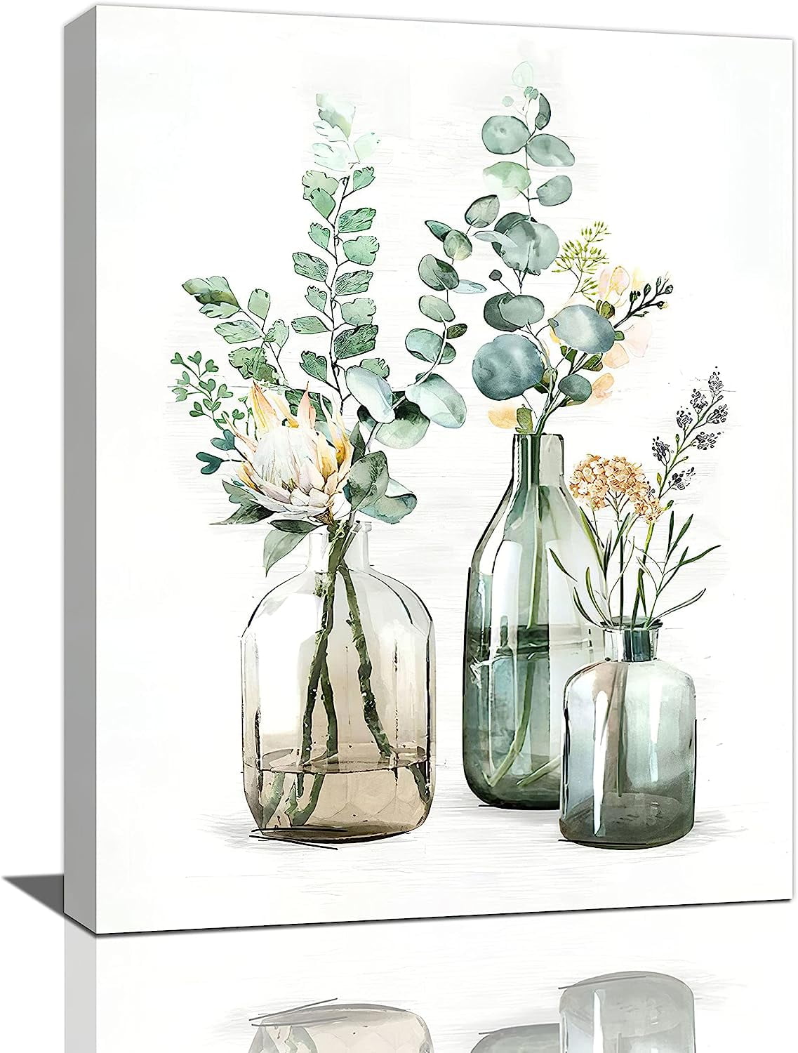 AEFER Botanical Bathroom Wall Art Rustic Green Plant Bathroom Country ...